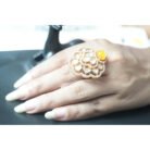 Yellow Stone Polki Kundan Ring