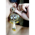 Yellow Beaded & Pearl Tassel Kundan Earrings