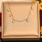 22k Gold Plated Waveline & Zirconia Charm Necklace