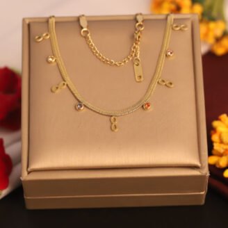 22k Gold Plated Beaded U-Shaped Chain Neckalce