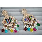 Multicolor Beads Kundan Earrings