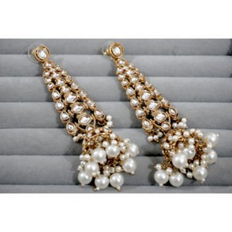 Pearl Kundan Studded Jhumka Earrings