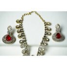 Ruby Polki Droplet Necklace Set