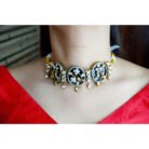 Floral Black Kundan Choker Necklace Set