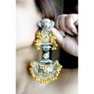 Long Dual Tone Elephant Polki Kundan Earrings