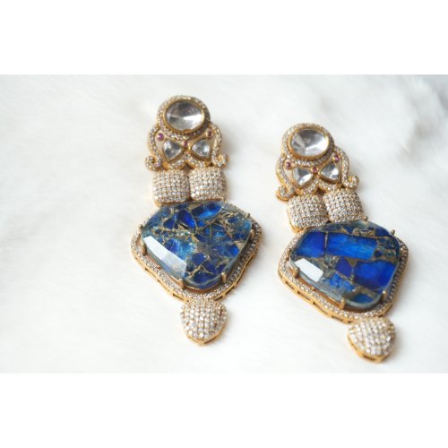1kkaEitXdZkf8G6a1U42UxUyUlIr1zee8.jpg Blue Kundan Moissanite Polki Earrings