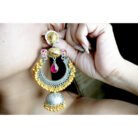Dual Tone Ruby Kundan Earrings