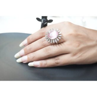 Pink Silver AD Ring
