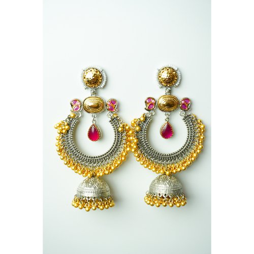 1mC0tnAuC3iboBHKhLB7ko2z53SNSkhGK.jpg Dual Tone Ruby Kundan Earrings