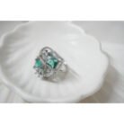 Green Square Floral AD Ring
