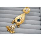 Blue Stone Gold Plated Kundan Earrings