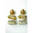Dual Tone Jhumka Pearl Earrings