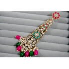Pink & Green Pachi Kundan Passa Earrings