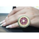 Pink & Green Kundan Ring