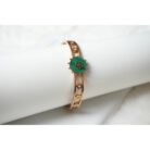 Green Malachite Floral Motif Bangle Bracelet