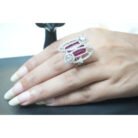 Pink Sapphire & Diamond Cluster Ring