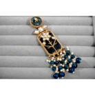 Blue & Black Meenakari Kundan Dangler Earrings