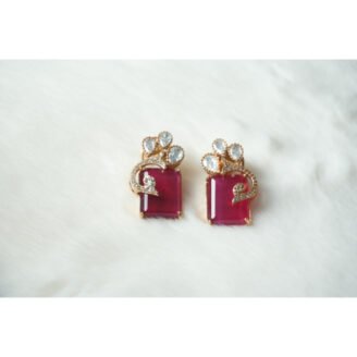 Ruby Brooch Golden Earrings