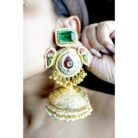 Emerald Stone Kundan Jhumka Earrings