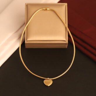 22k Gold Plated Round Chain Necklace with Heart Pendant