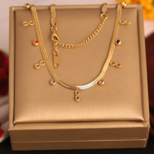 1pvLTjaIwGre3qKU4nm-tRsrMBq-s2j-d.jpg 22k Gold Plated Infinite & Multi Colour Zirconia Charm Snake Chain Necklace