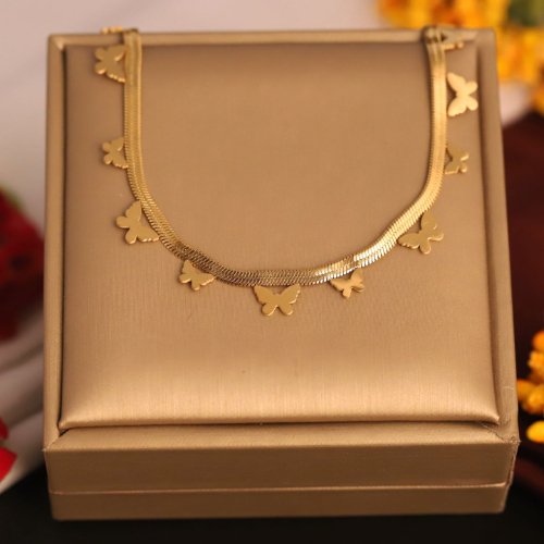1qIq3G6QdYIzo2pYbzfxhrkF6Vvdi2hP2.jpg 22k Gold Plated Small & Big Butterfly Charms Snake Chain Necklace
