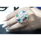 Multi-Color Floral AD Ring