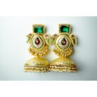 Emerald Stone Kundan Jhumka Earrings