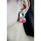 Pink & White Stoned Moissanite Kundan Necklace Set