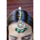 Emerald Green Kundan Maang Tikka