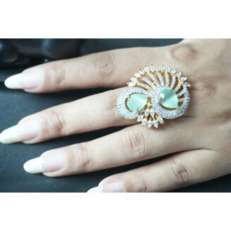 Mint Green Peacock AD Ring