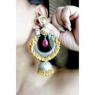 Dual Tone Ruby Kundan Earrings