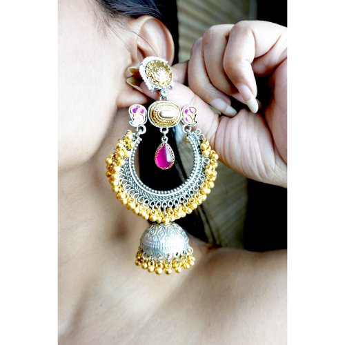1rlNKwTnYZ83RwbYIxqNwo_T00IOwVCLW.jpg Dual Tone Ruby Kundan Earrings