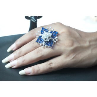 Blue Petaled Diamond Ring