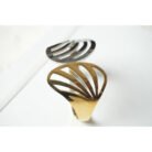 Dual Tone Cross Line Cuff Bracelet