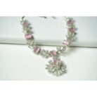 Pink Silver AD Necklace Set