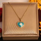 22k Gold Plated Chain Necklace with Evil Eye Heart Motif Pendant