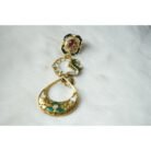 Pearls & Green Enamel Kundan Dangle Earrings