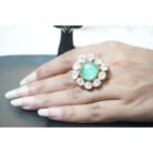 Polki Ring with Emerald