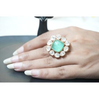 Polki Ring with Emerald