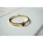 Gold Black Clover Bangle Bracelet