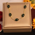 22k Gold Plated Chain Necklace with Black Stones