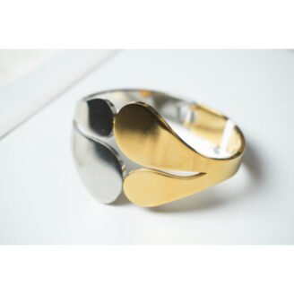 Dual Tone Petal Cuff Bracelet