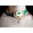 Emerald Polki Pearl Choker Necklace Set