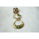 Pearls & Green Enamel Kundan Dangle Earrings