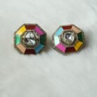 Multi Color Enamel Kundan Stud Earrings