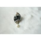 Black Leaf Shaped Pearl Drop Earrings