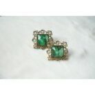 Green Uncut Stone Stud Earrings