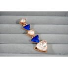 Blue Enamel & Clear Stone Drop Earrings
