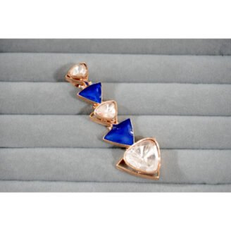 Blue Enamel & Clear Stone Drop Earrings